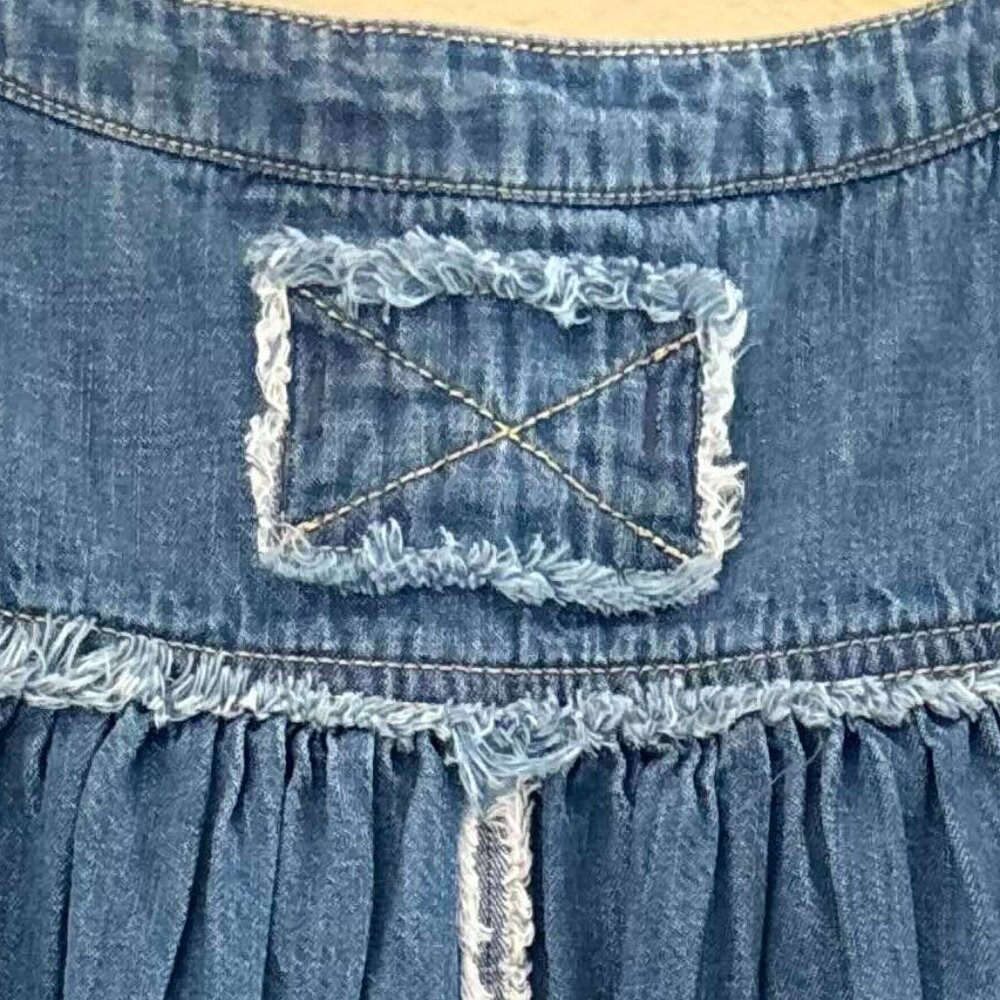 We the Free Summer Love Chambray Oversize Henley Blouse Top Blue - SIZE XS - Picture 6 of 7
